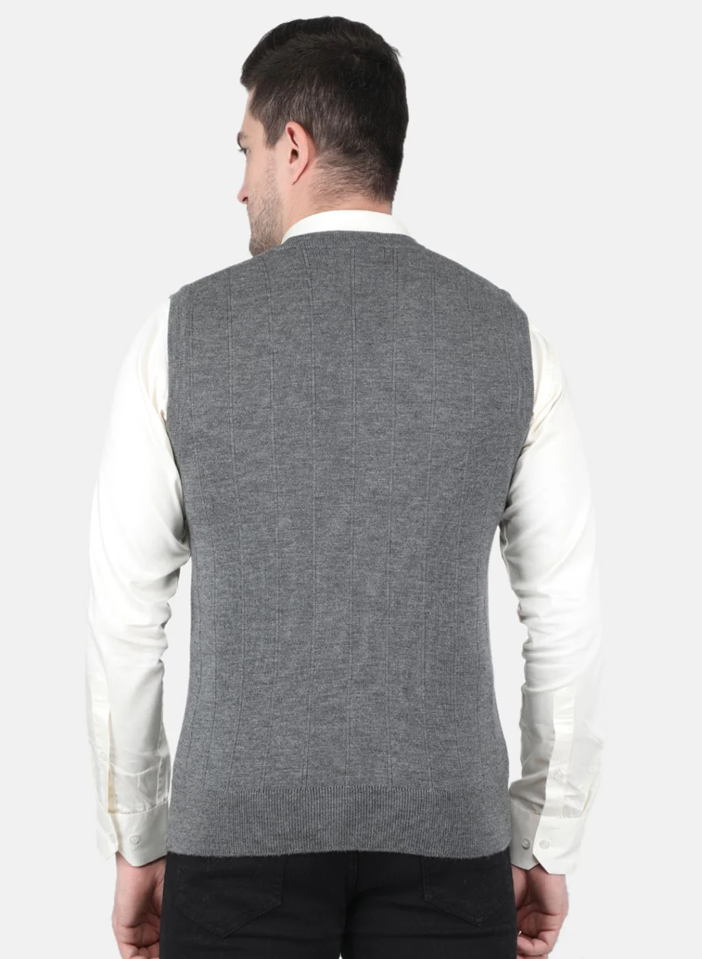 Men Grey Solid Sweater - Image 3