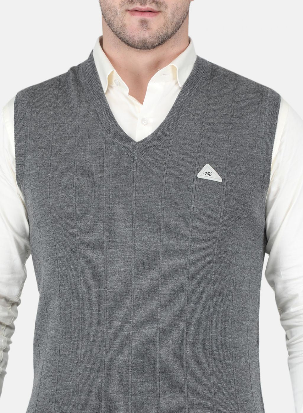 Men Grey Solid Sweater - Image 5