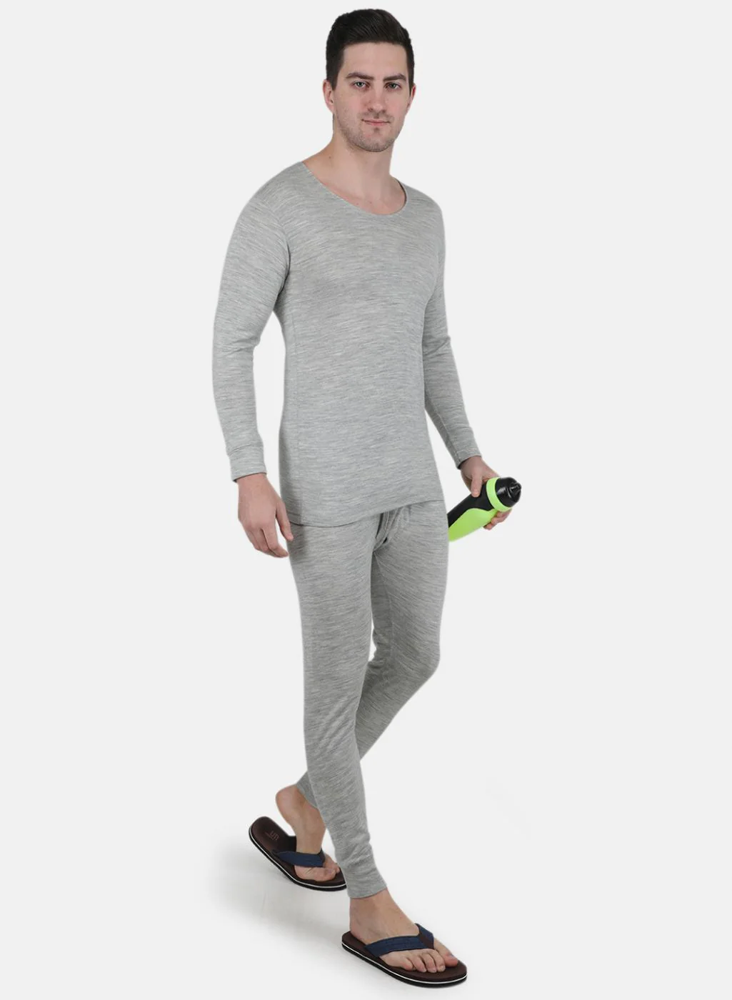 Men Grey Solid Thermal Lower - Image 4