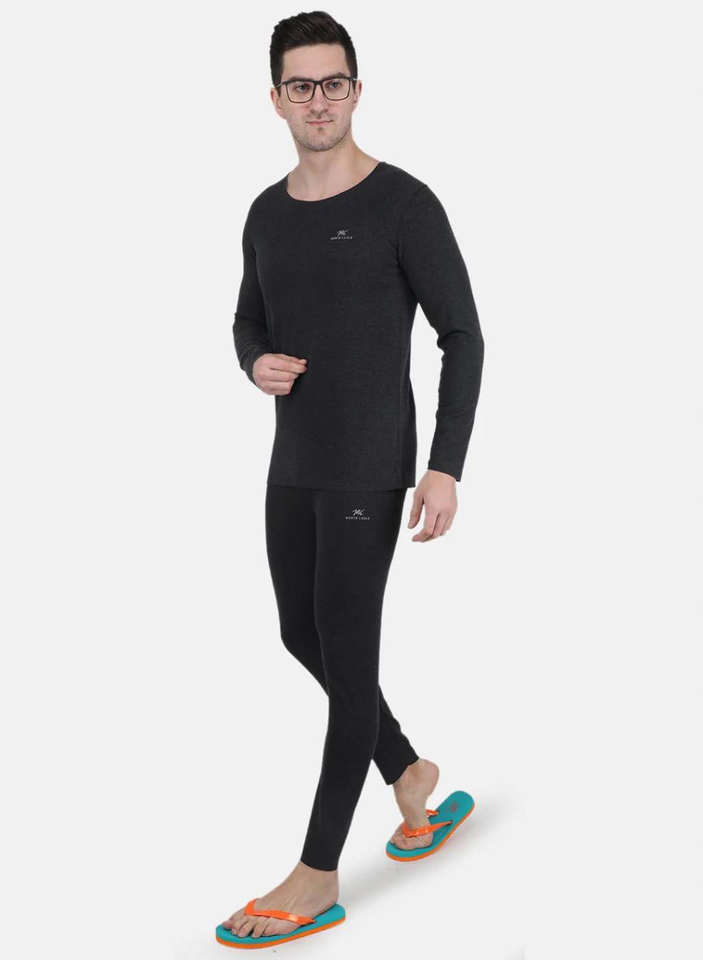 Men Grey Solid Thermal Lower Set - Image 4