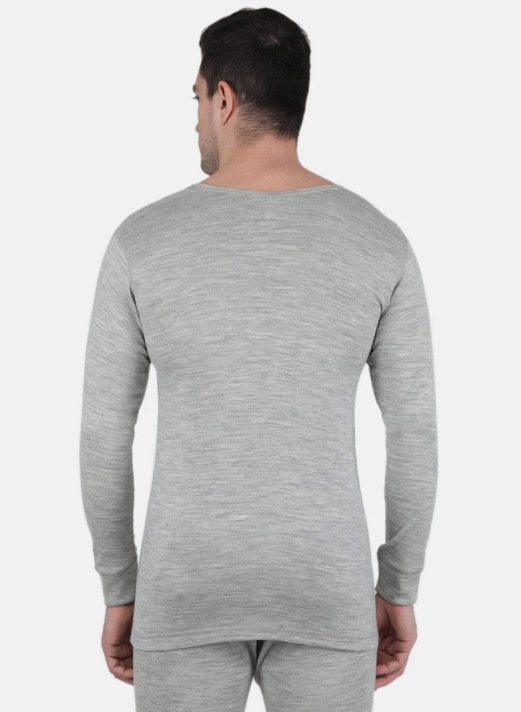 Men Grey Solid Thermal Vest - Image 3