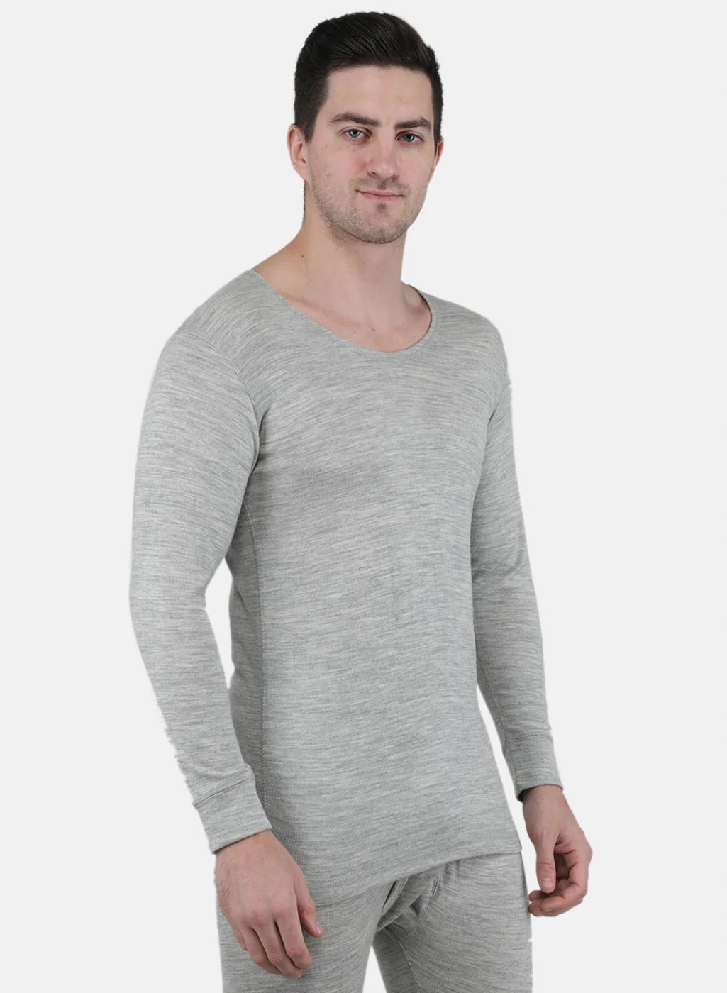 Men Grey Solid Thermal Vest - Image 6