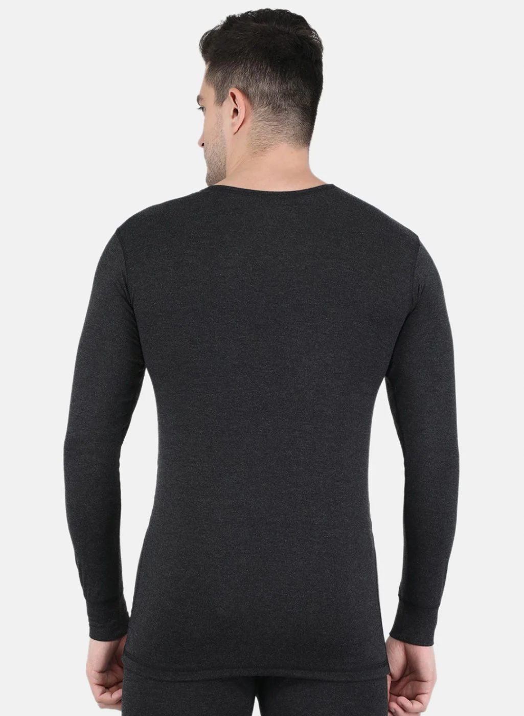 Men Grey Solid Thermal Vest - Image 3