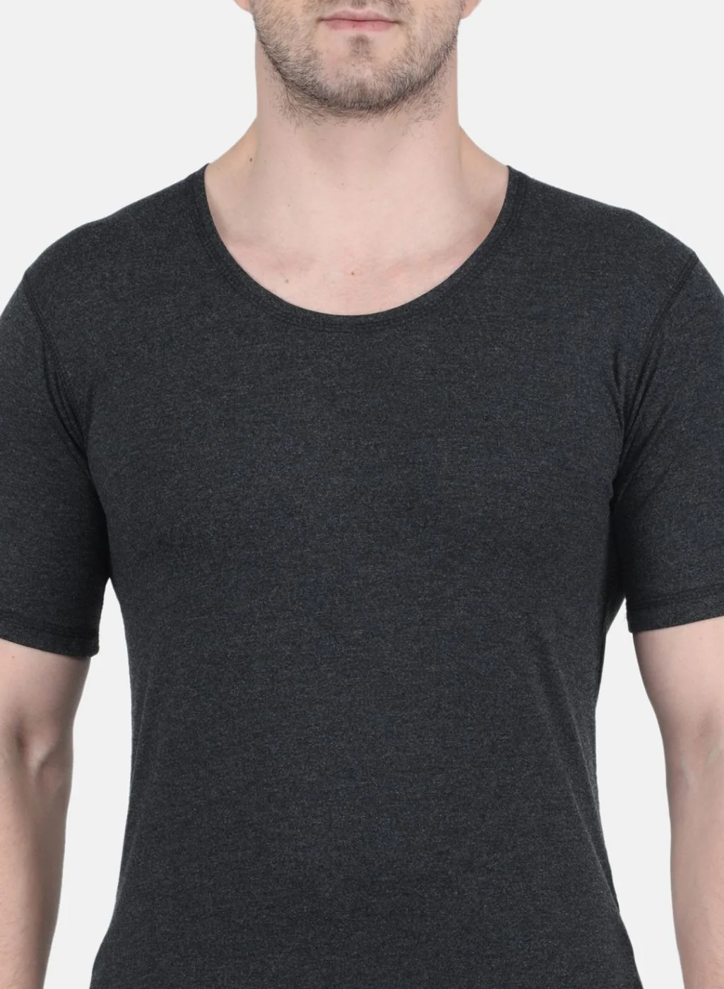 Men Grey Solid Thermal Vest - Image 5