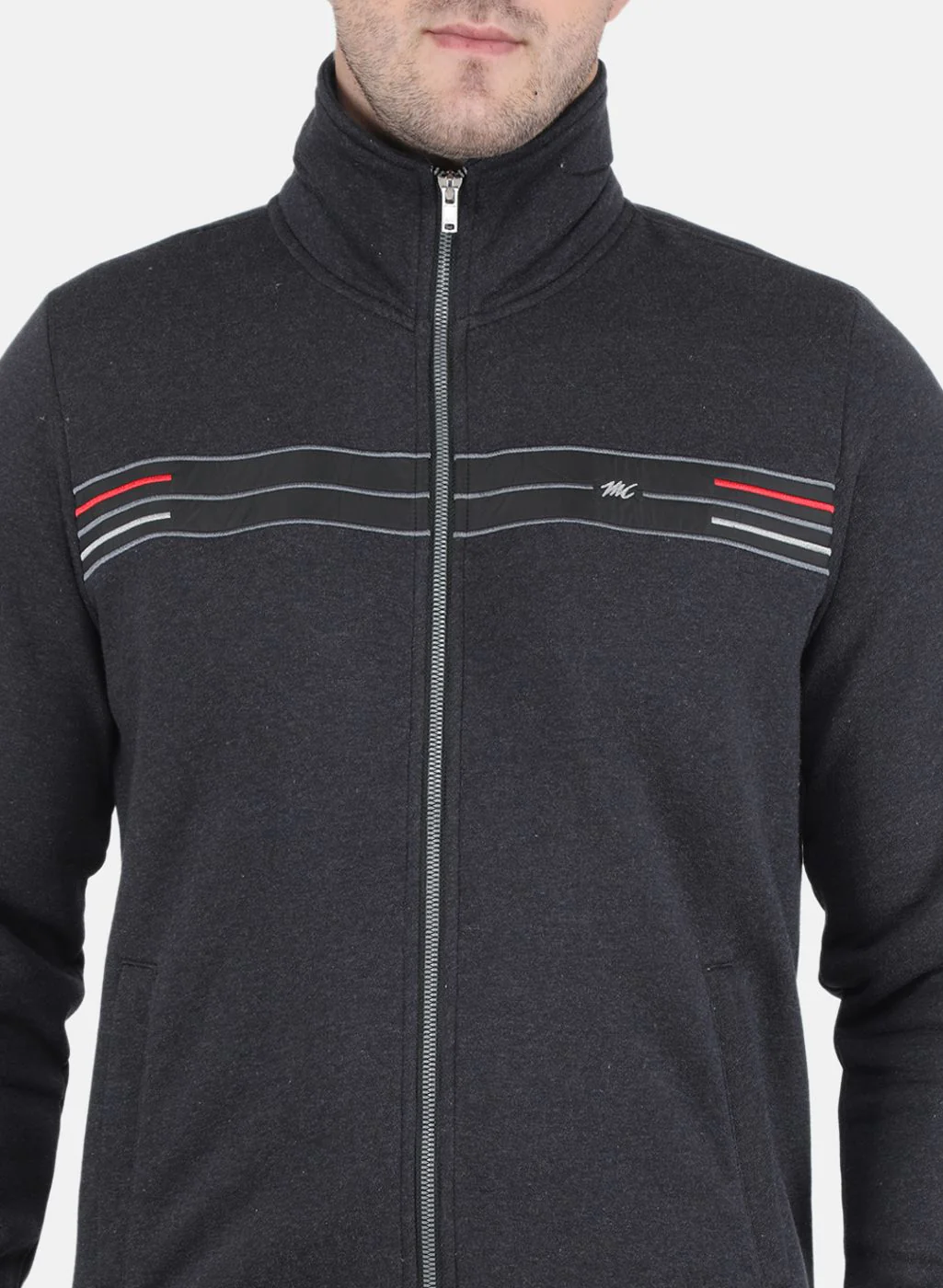 Men Grey Solid Tracksuit - Image 6