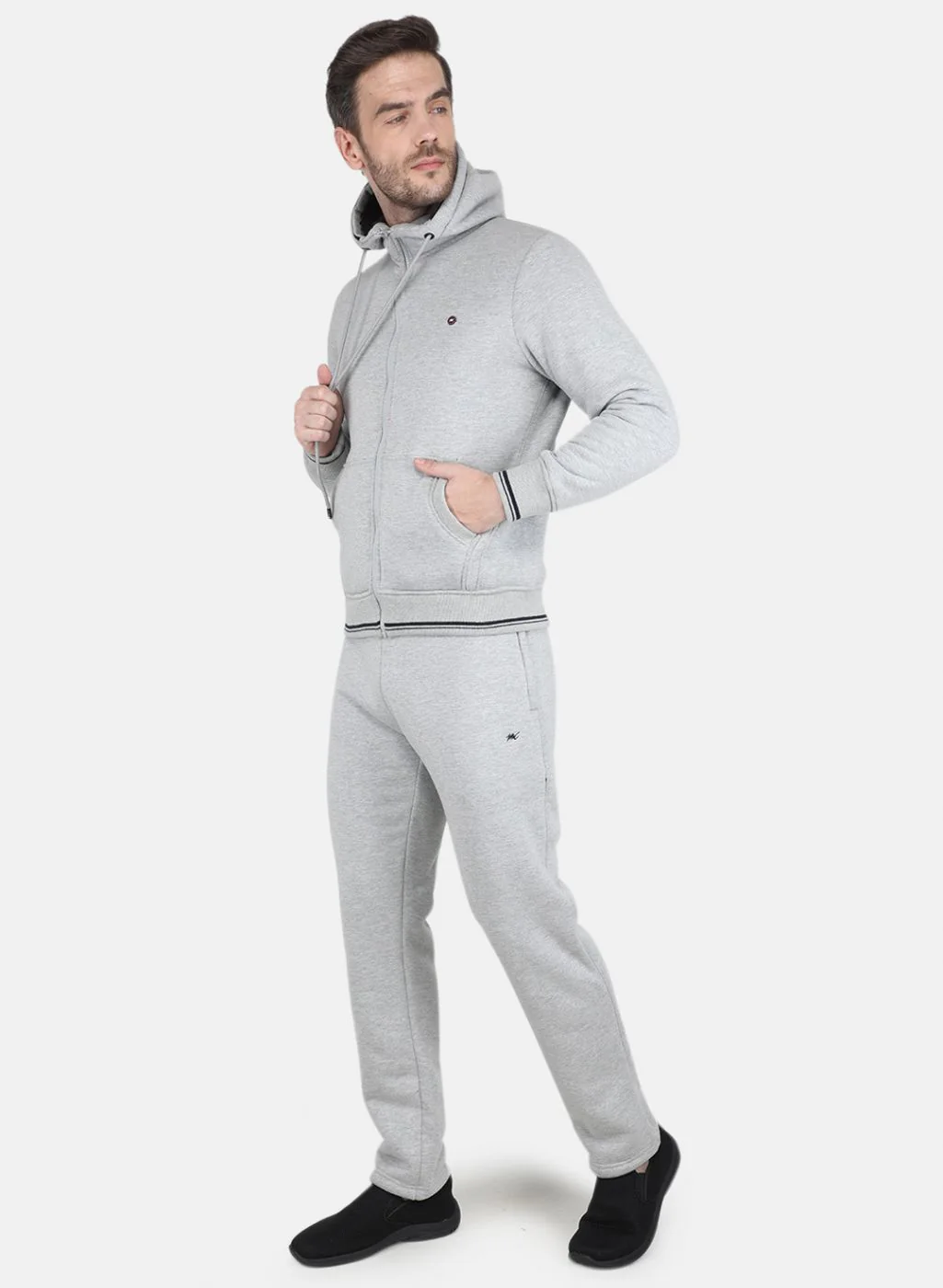 Men Grey Solid Tracksuit - Image 2
