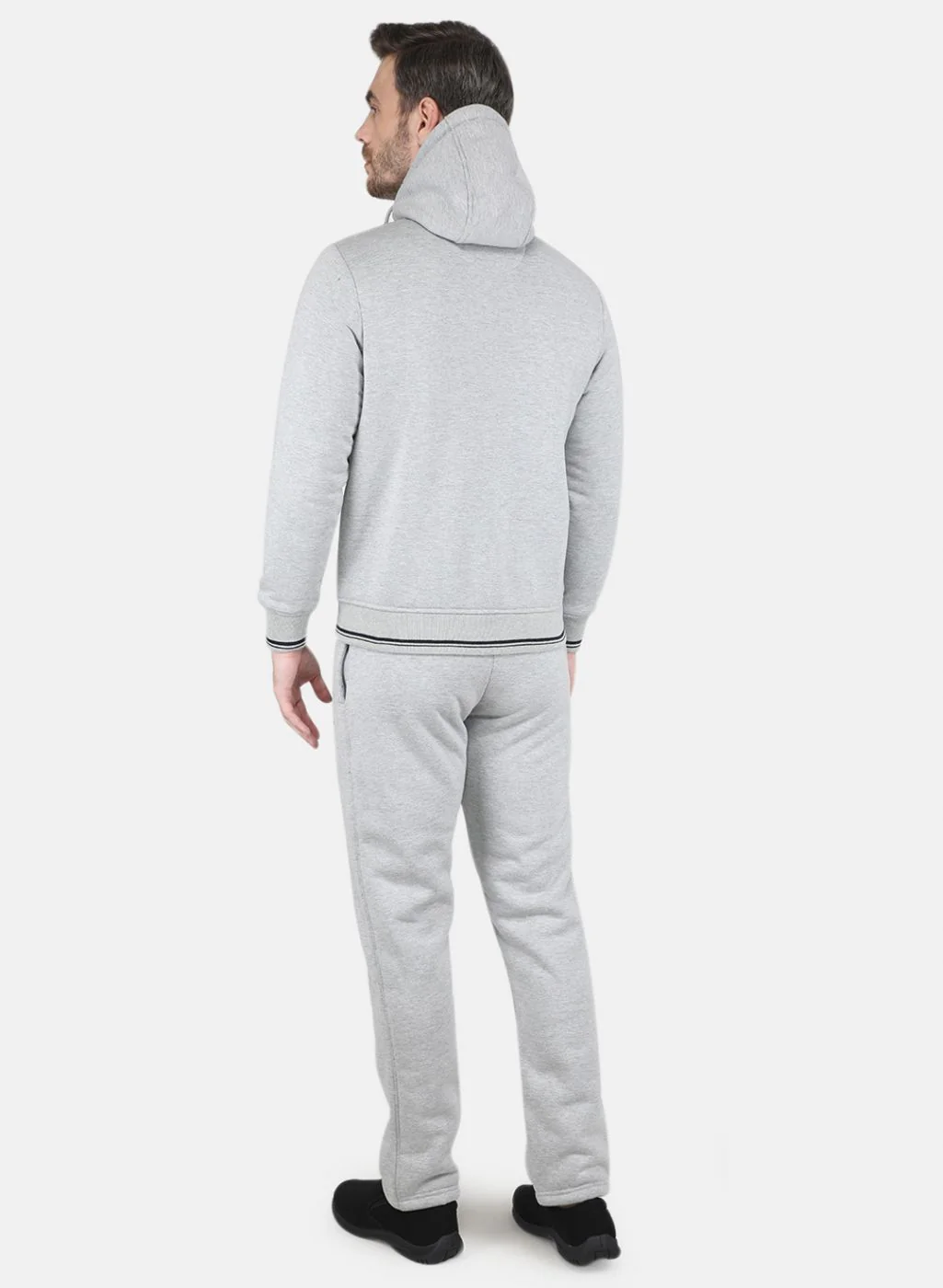 Men Grey Solid Tracksuit - Image 3