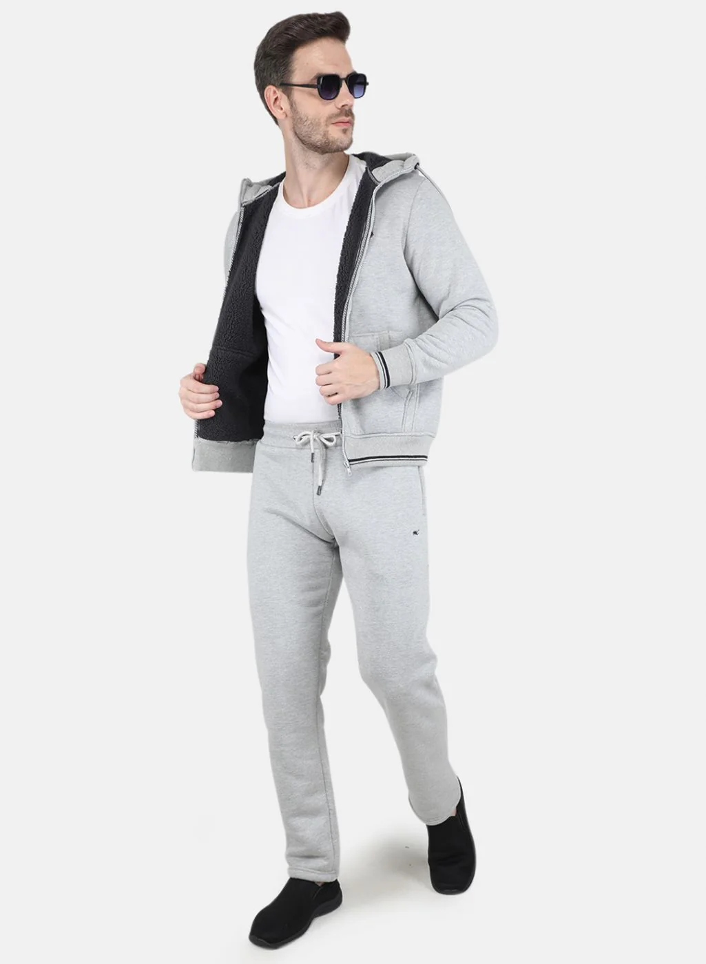 Men Grey Solid Tracksuit - Image 4