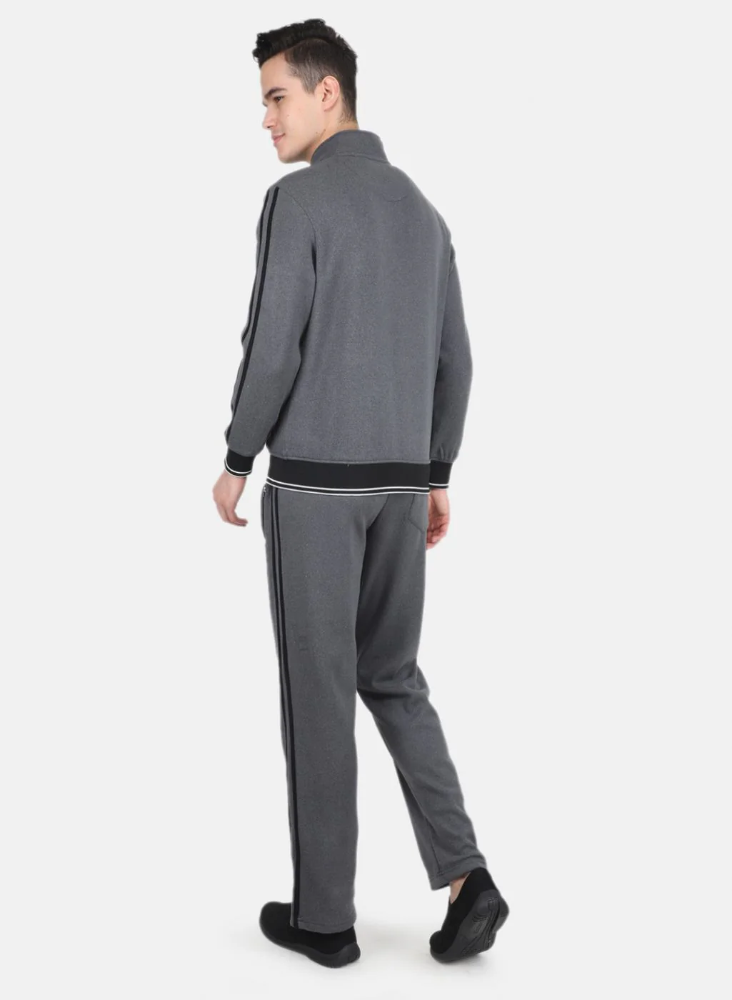 Men Grey Solid Tracksuit - Image 3