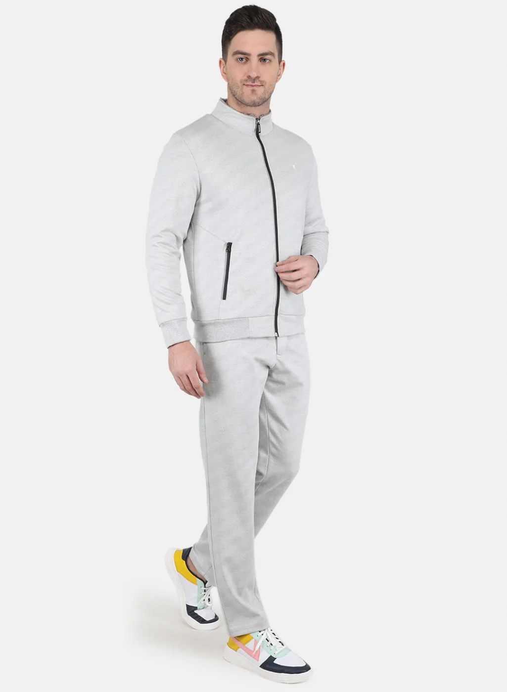Men Grey Solid Tracksuit - Image 7