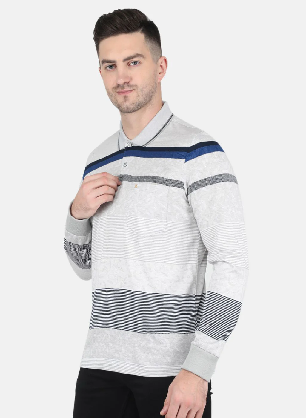 Men Grey Stripe T-Shirt - Image 2