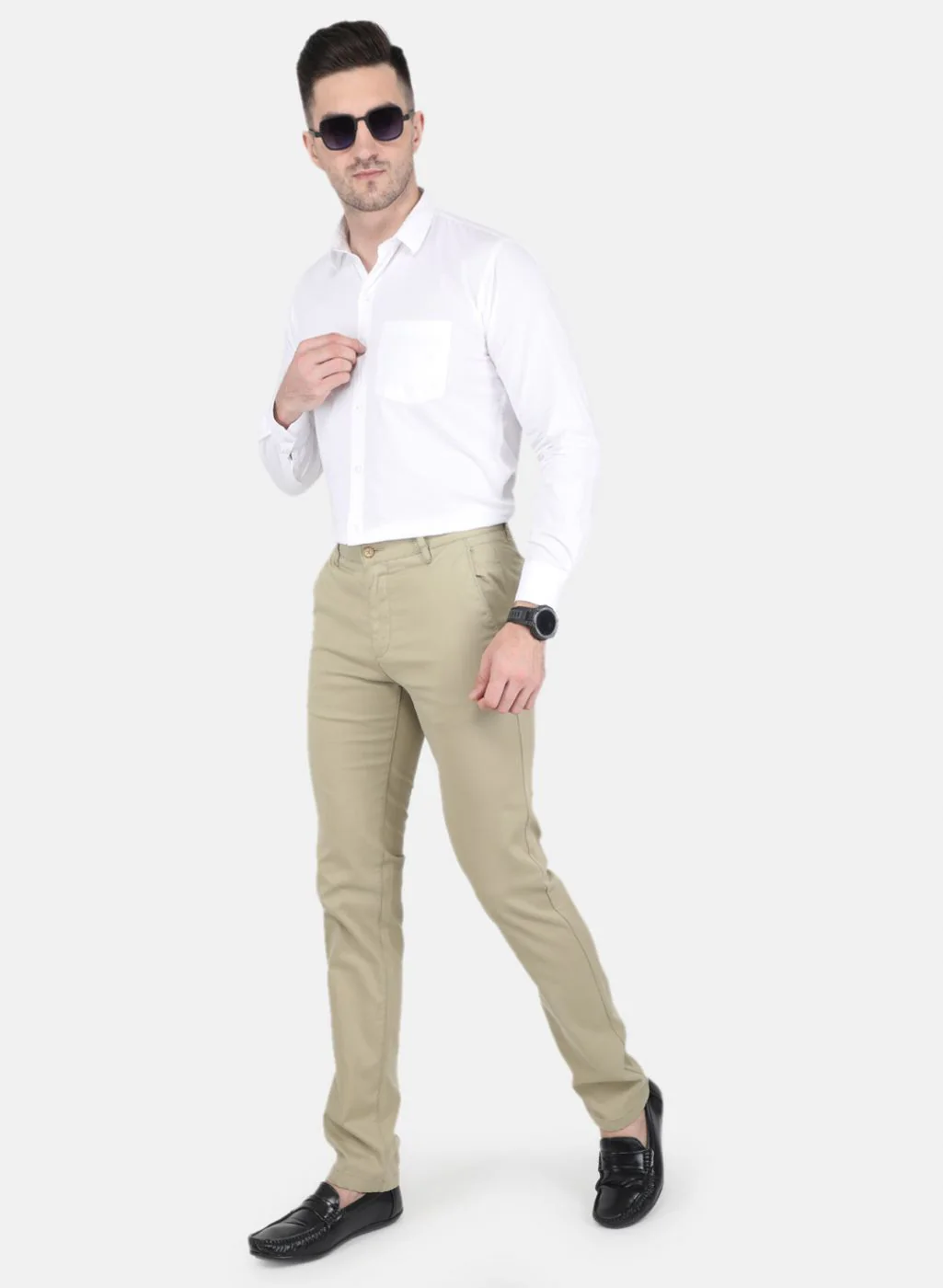 Men Khaki Smart Fit Trouser - Image 4