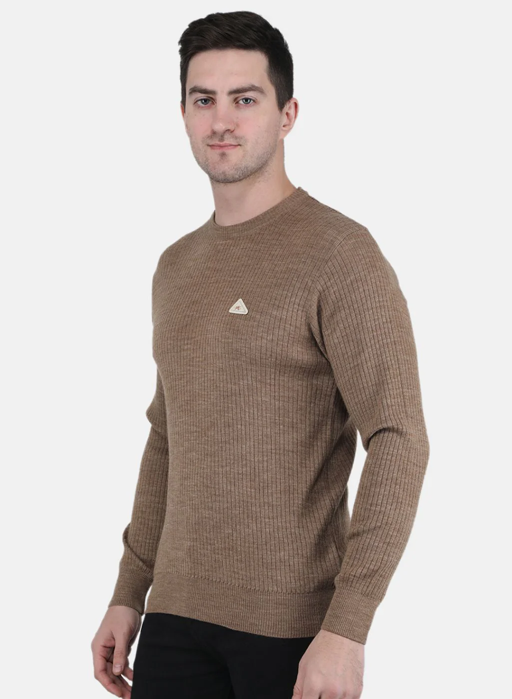 Men Khaki Solid Pullover - Image 2