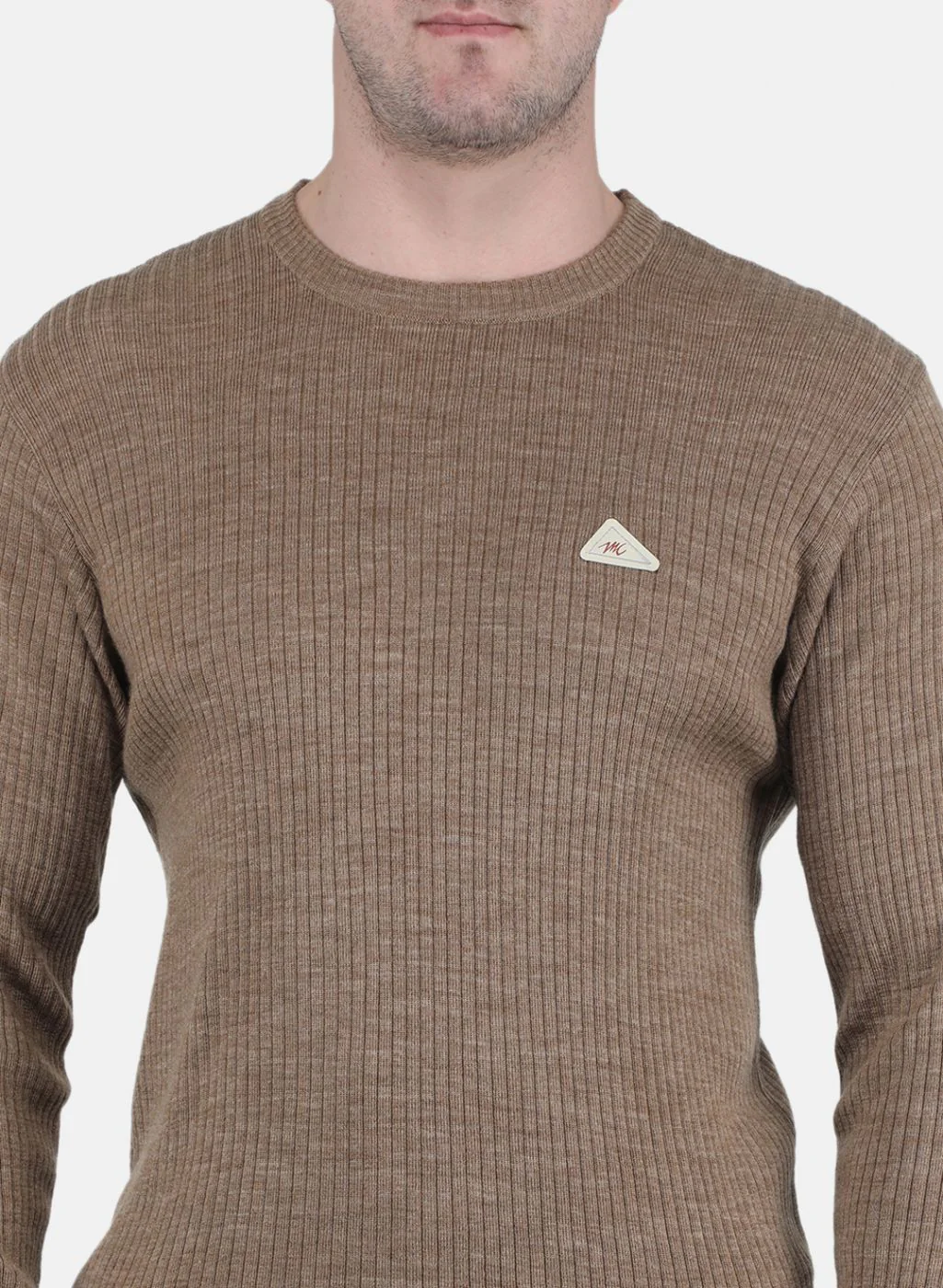 Men Khaki Solid Pullover - Image 5
