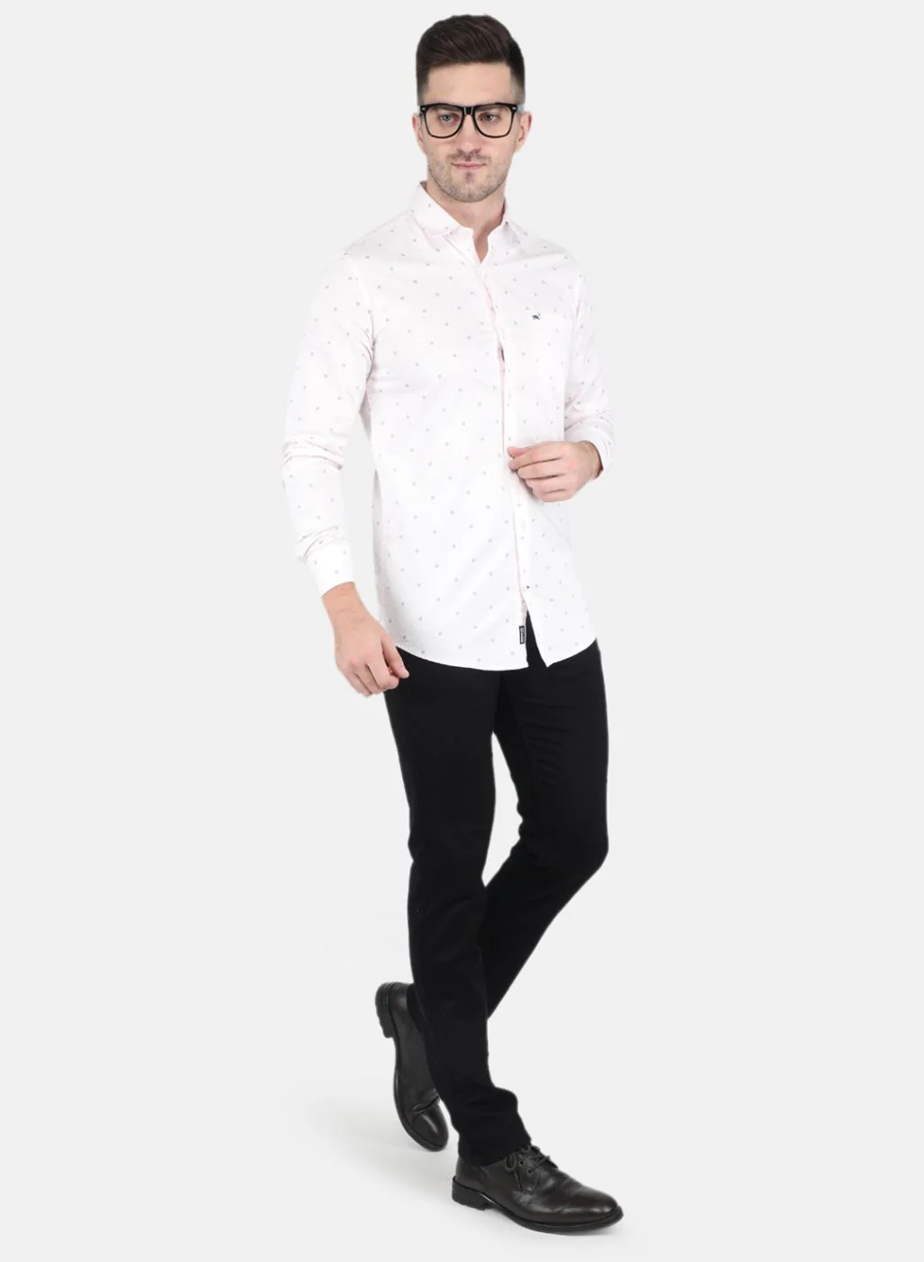 Men Light Pink Printed Shirt - Image 4