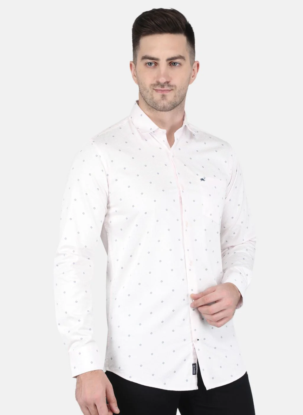 Men Light Pink Printed Shirt - Image 6