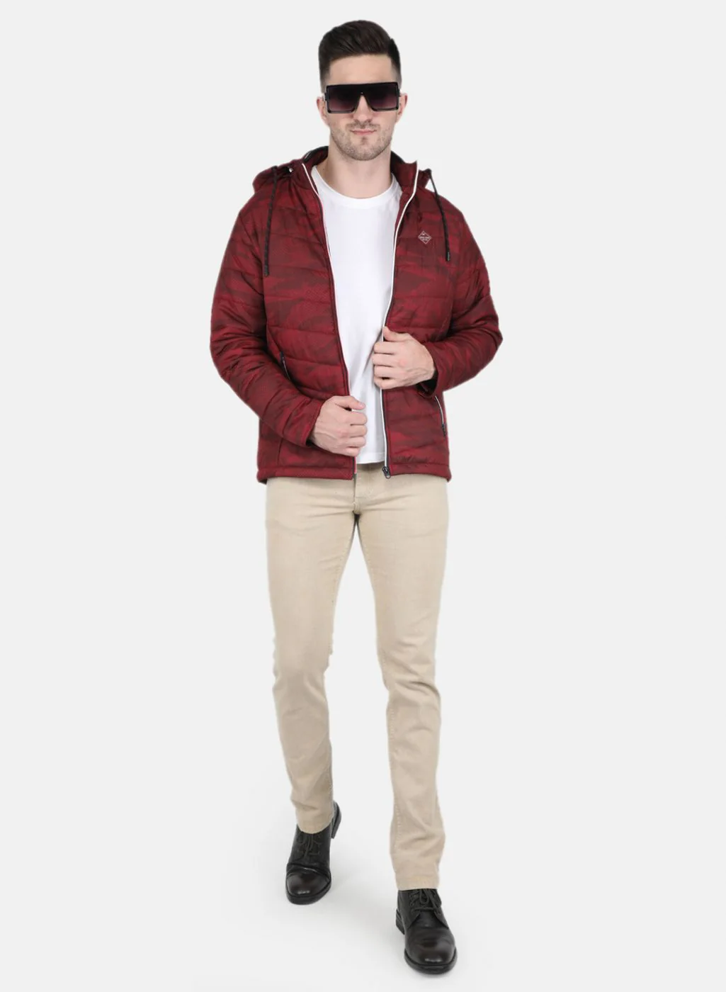 Men Maroon Printed Jacket - Image 4