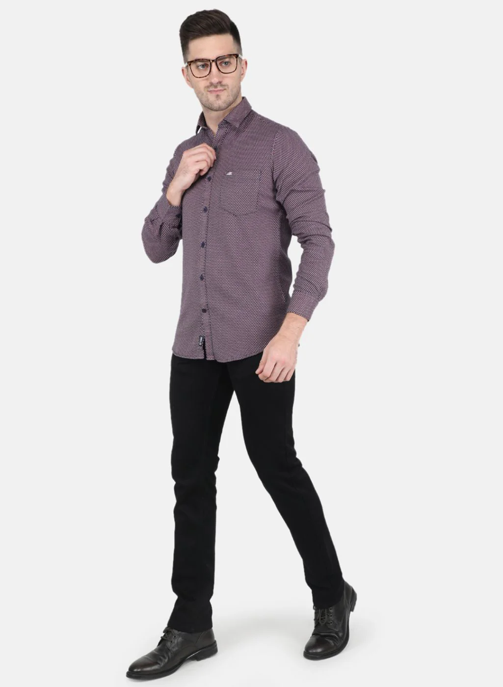 Men Maroon Printed Shirt - Image 4