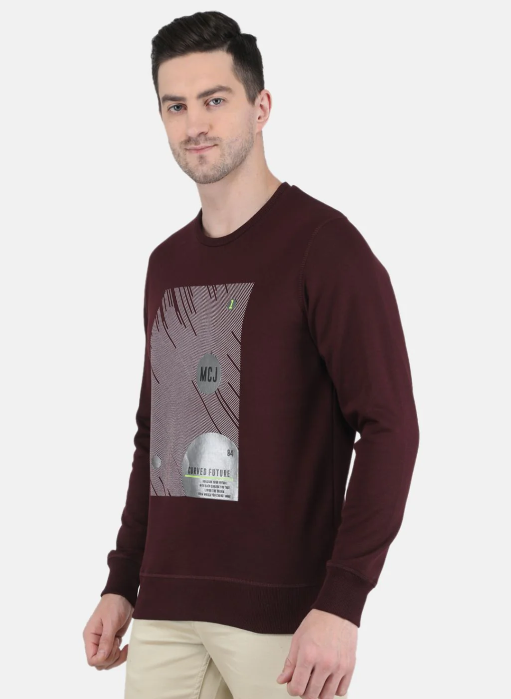 Men Maroon Printed Sweatshirt - Image 2