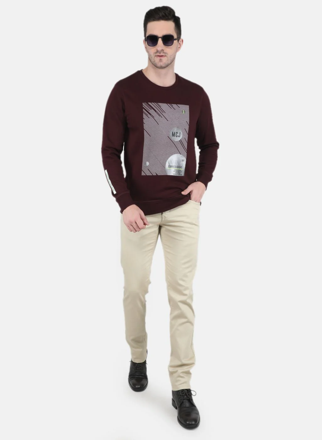 Men Maroon Printed Sweatshirt - Image 4