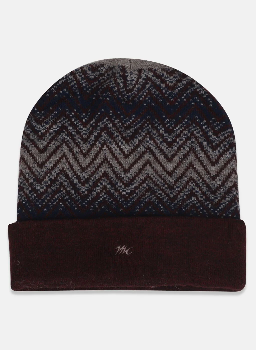 Men Maroon Self Design Cap