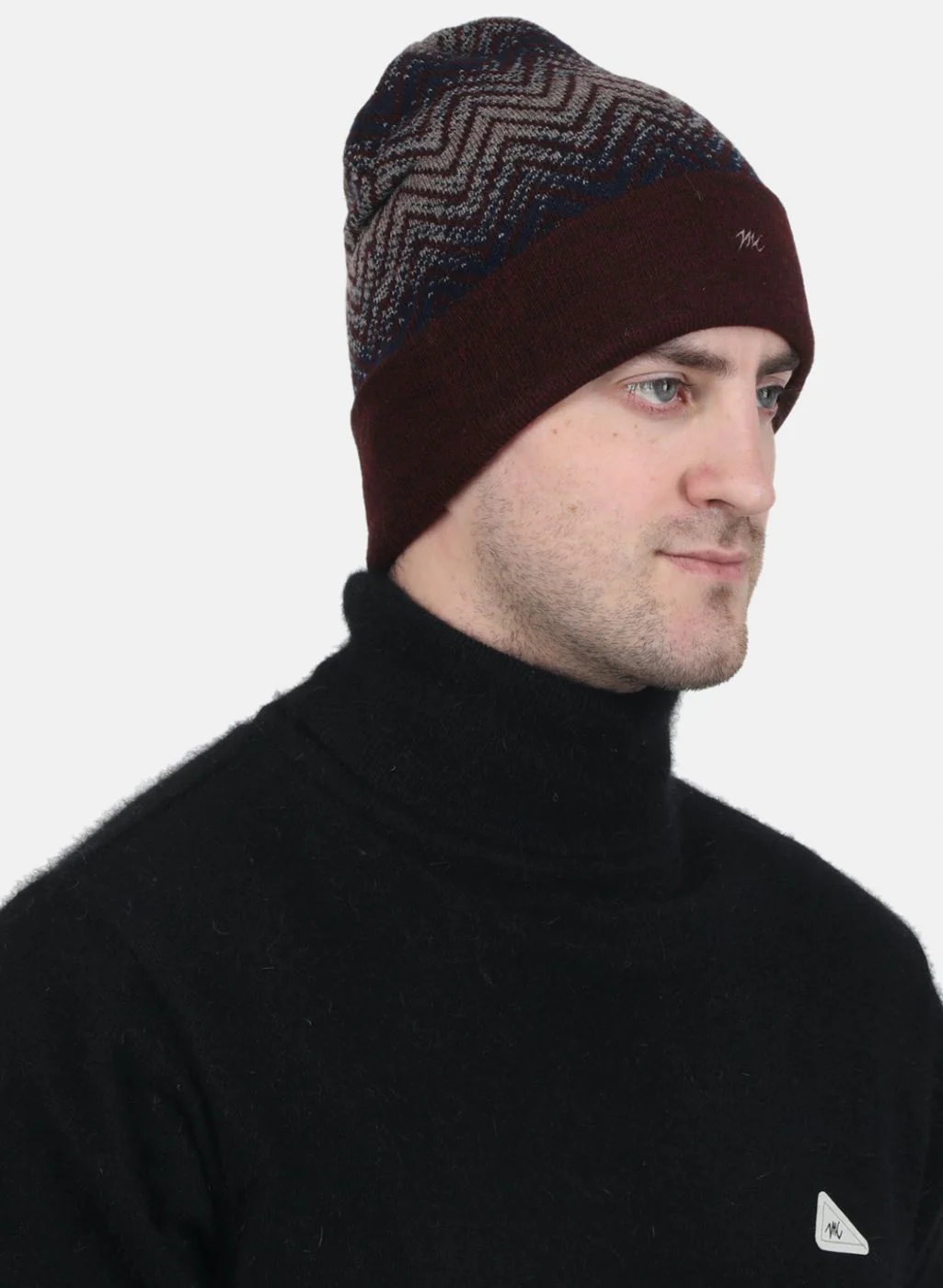 Men Maroon Self Design Cap - Image 2