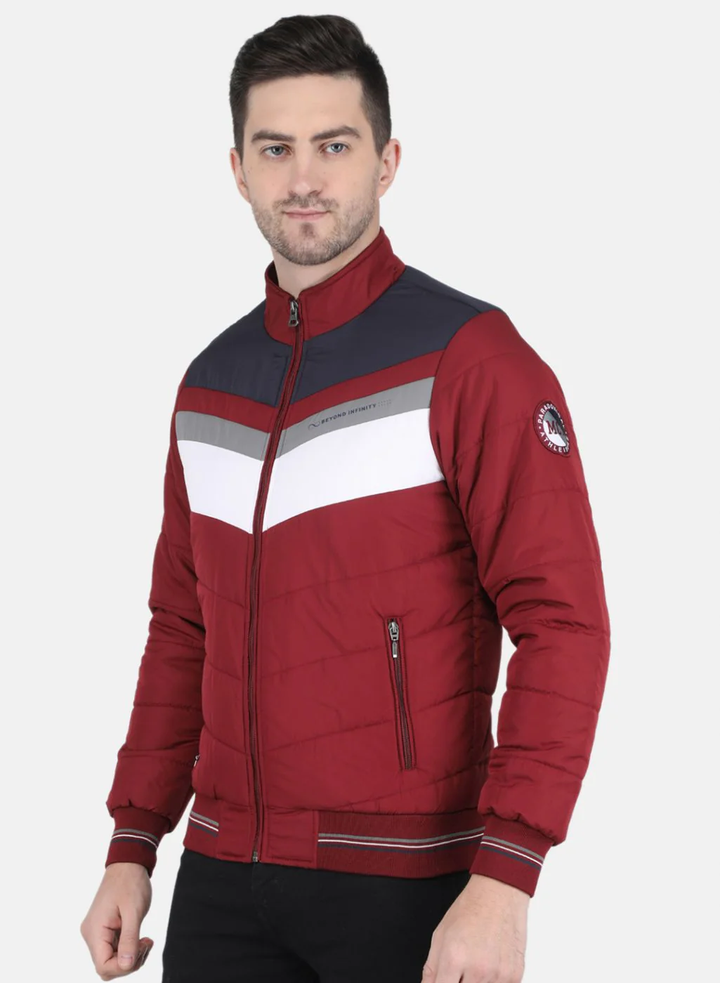 Men Maroon Solid Jacket - Image 2