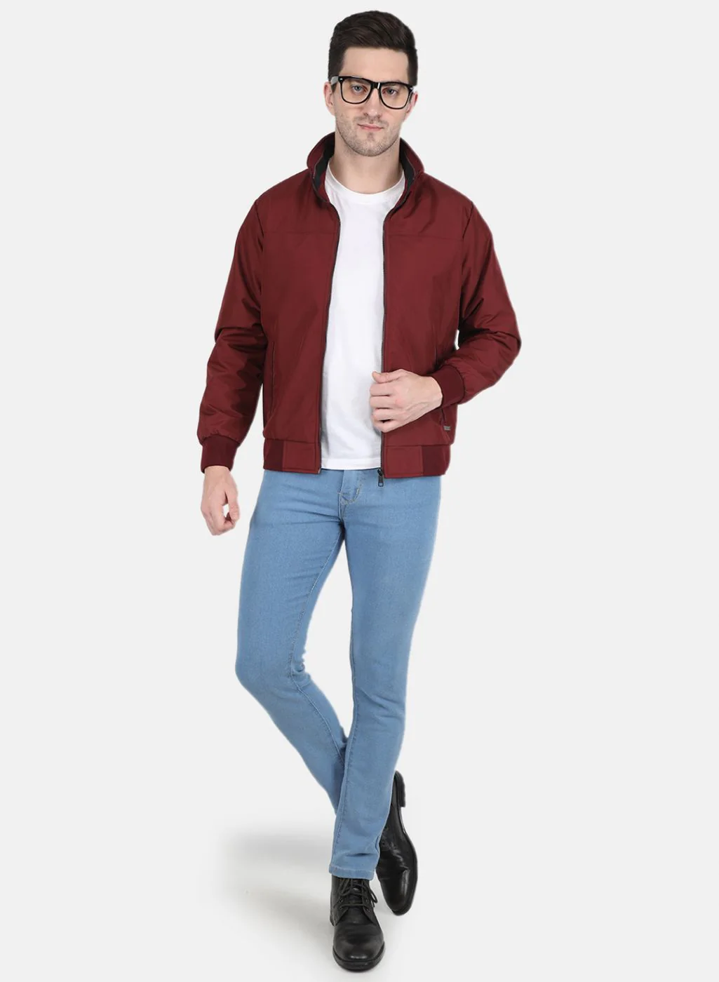 Men Maroon Solid Jacket - Image 4
