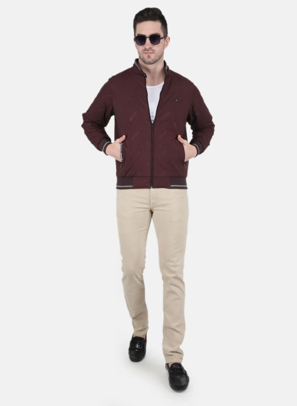 Men Maroon Solid Jacket - Image 4