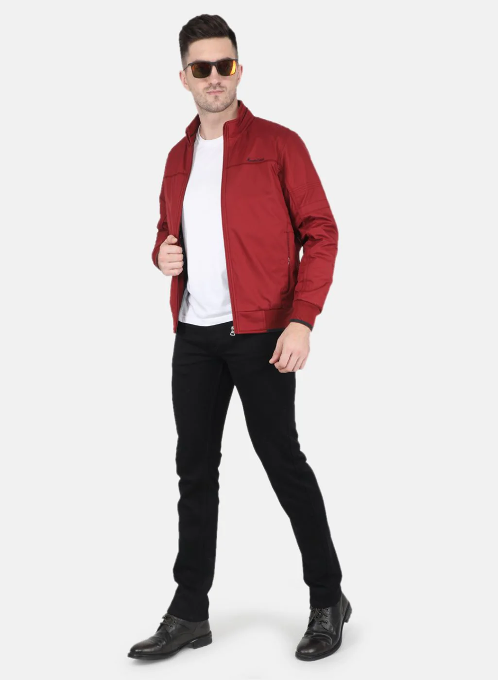 Men Maroon Solid Jacket - Image 4