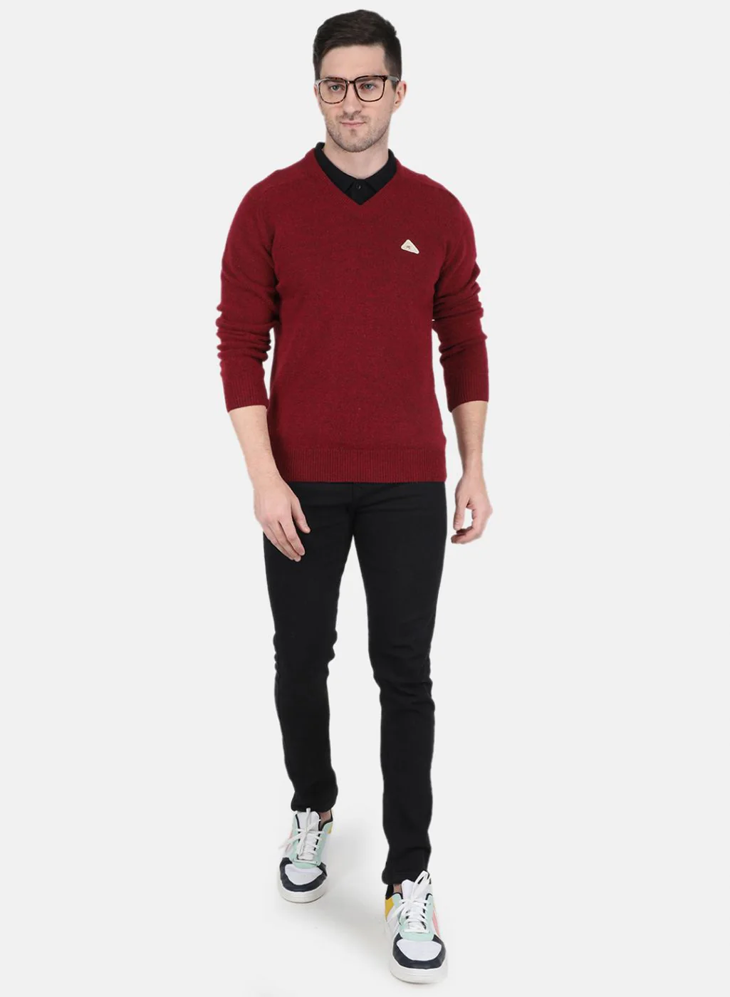 Men Maroon Solid Pullover - Image 4