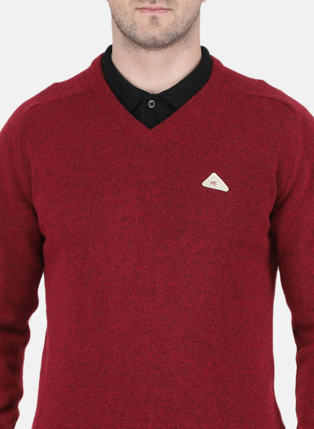 Men Maroon Solid Pullover - Image 5