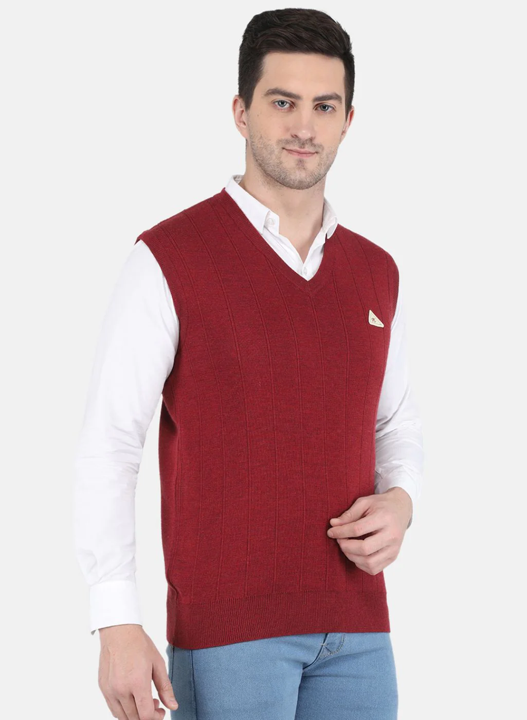 Men Maroon Solid Sweater - Image 6