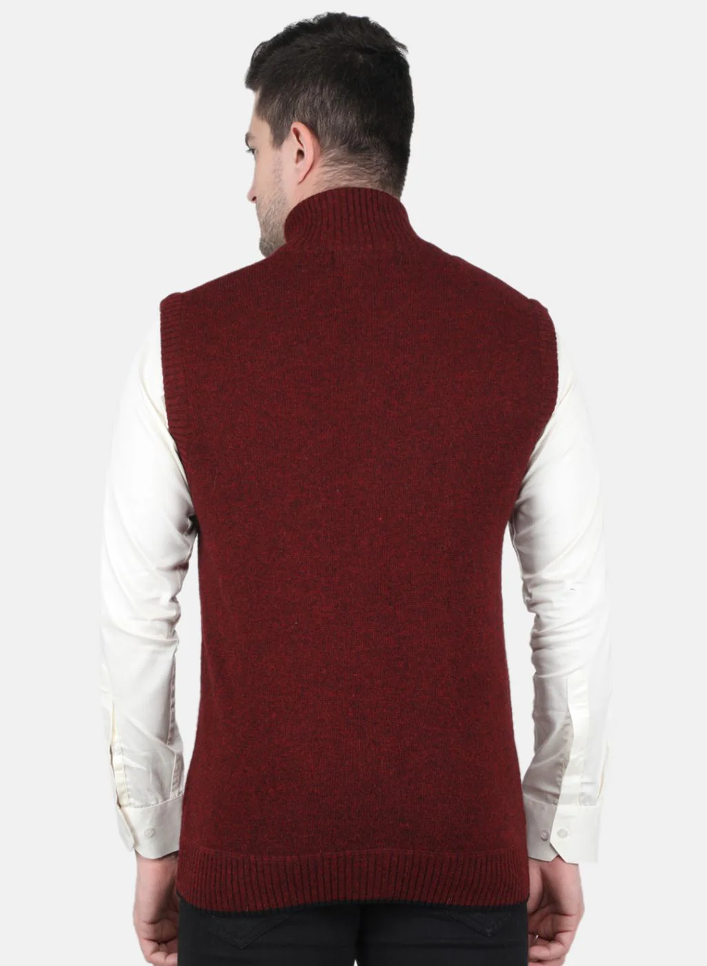 Men Maroon Solid Sweater - Image 3