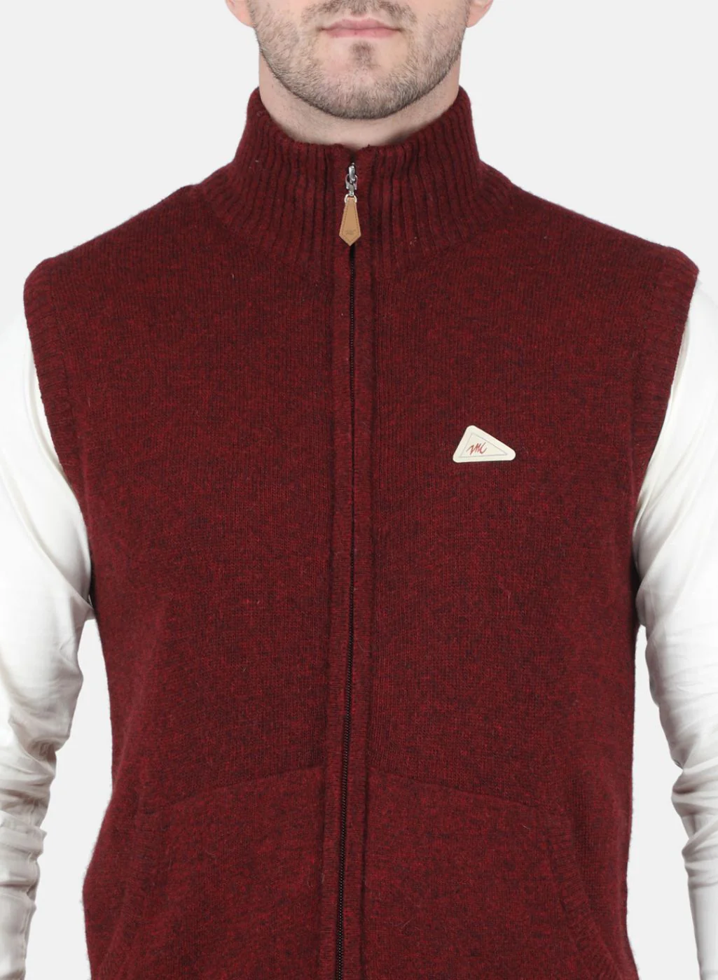 Men Maroon Solid Sweater - Image 5