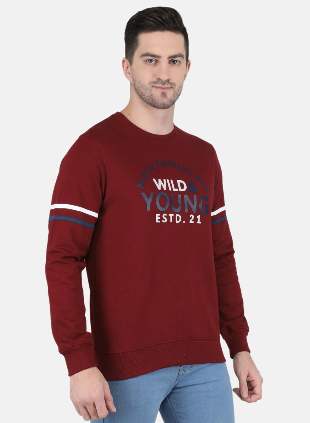 Men Maroon Solid Sweatshirt - Image 6