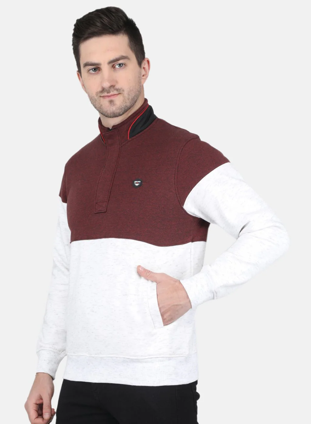 Men Maroon Solid Sweatshirt - Image 2