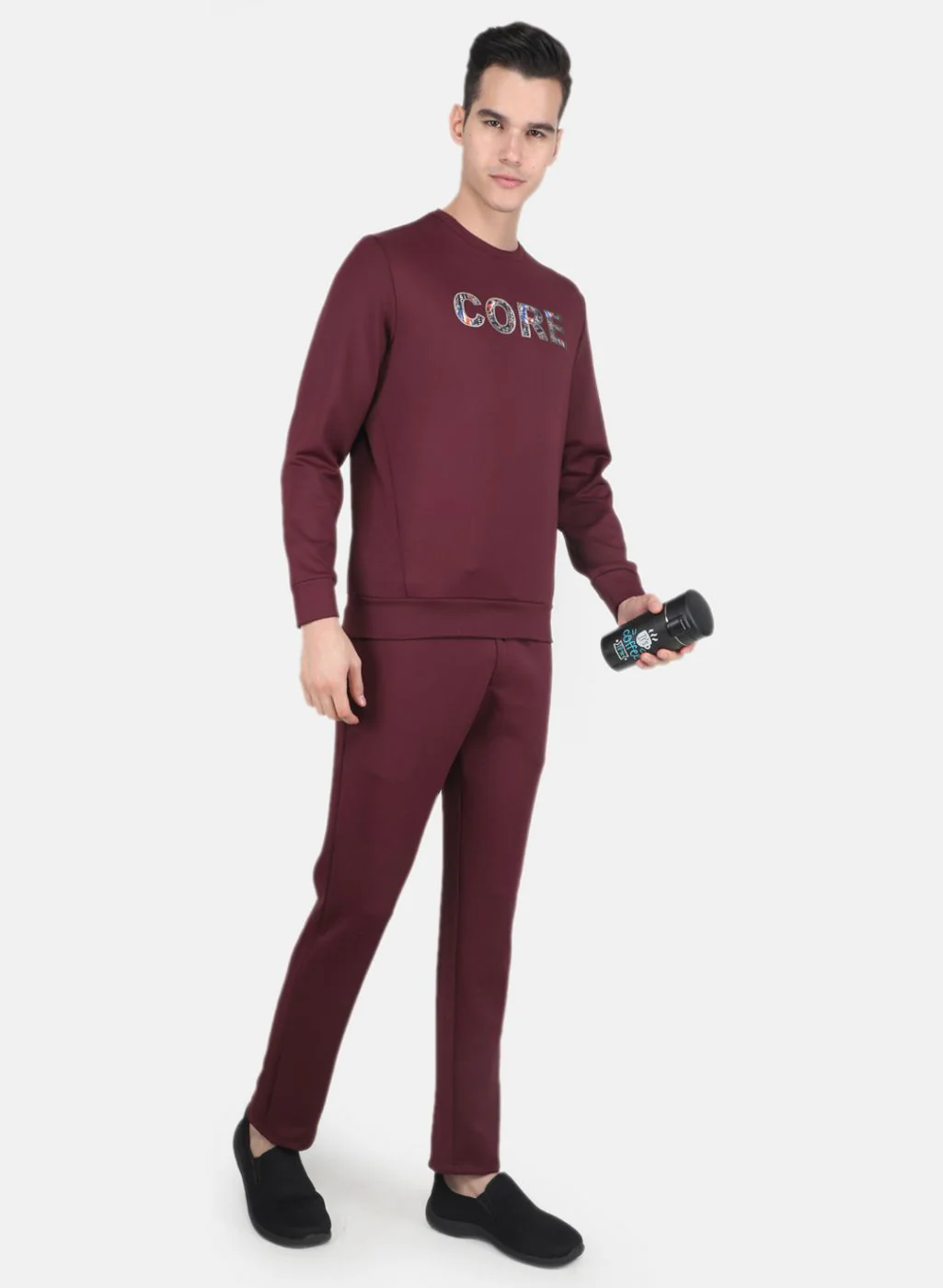 Men Maroon Solid Tracksuit - Image 4
