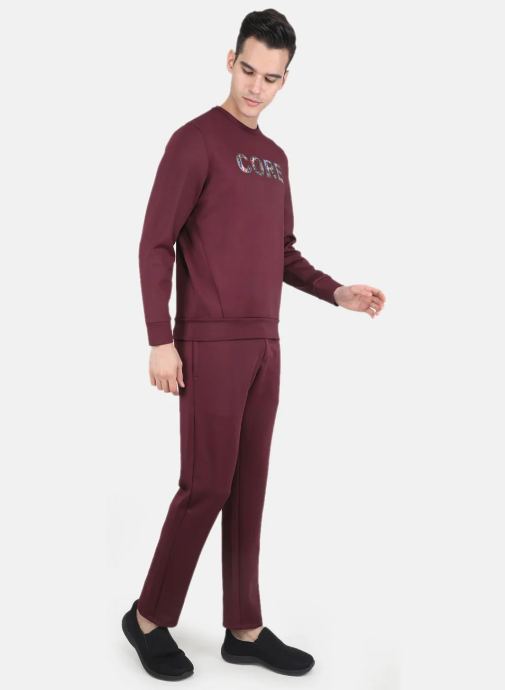 Men Maroon Solid Tracksuit - Image 7