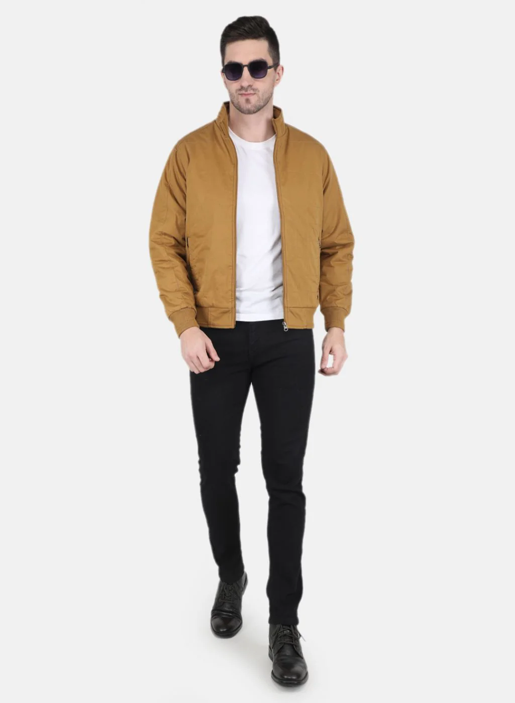 Men Mustard Solid Jacket - Image 4