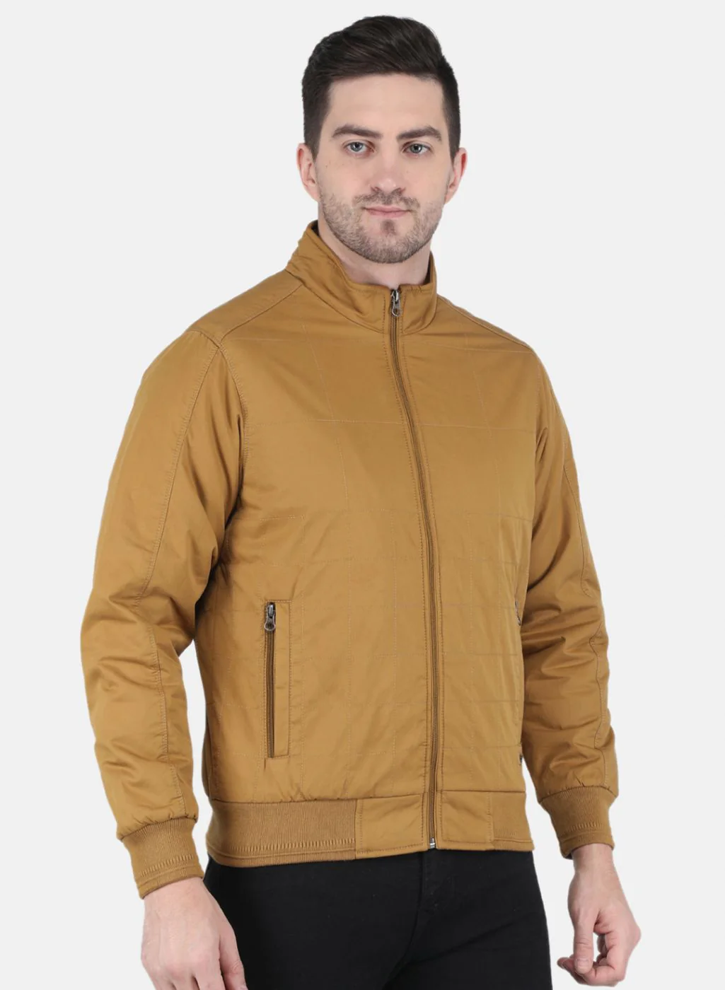 Men Mustard Solid Jacket - Image 6