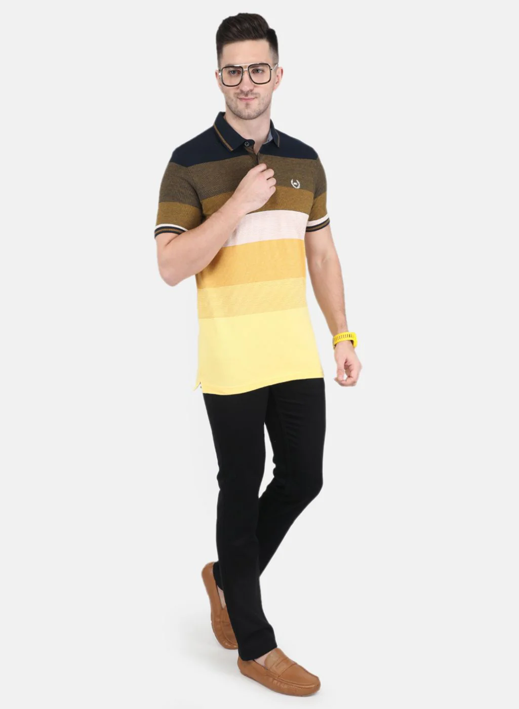 Men Mustard Stripe T-Shirt - Image 4