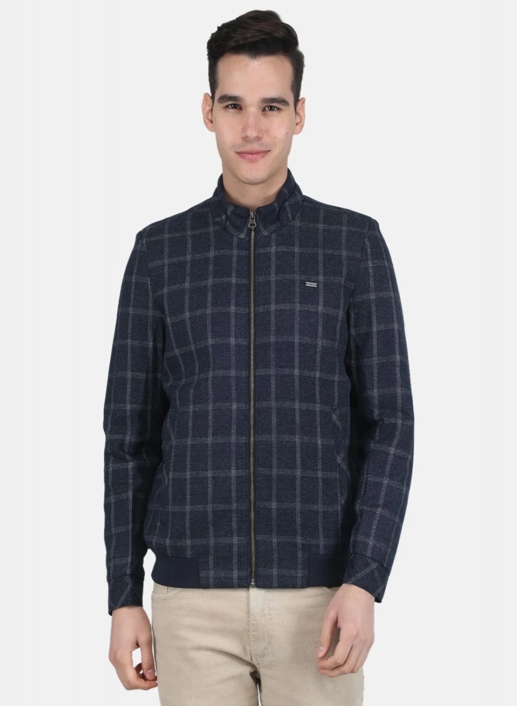 Men NAvy Blue Check Coat