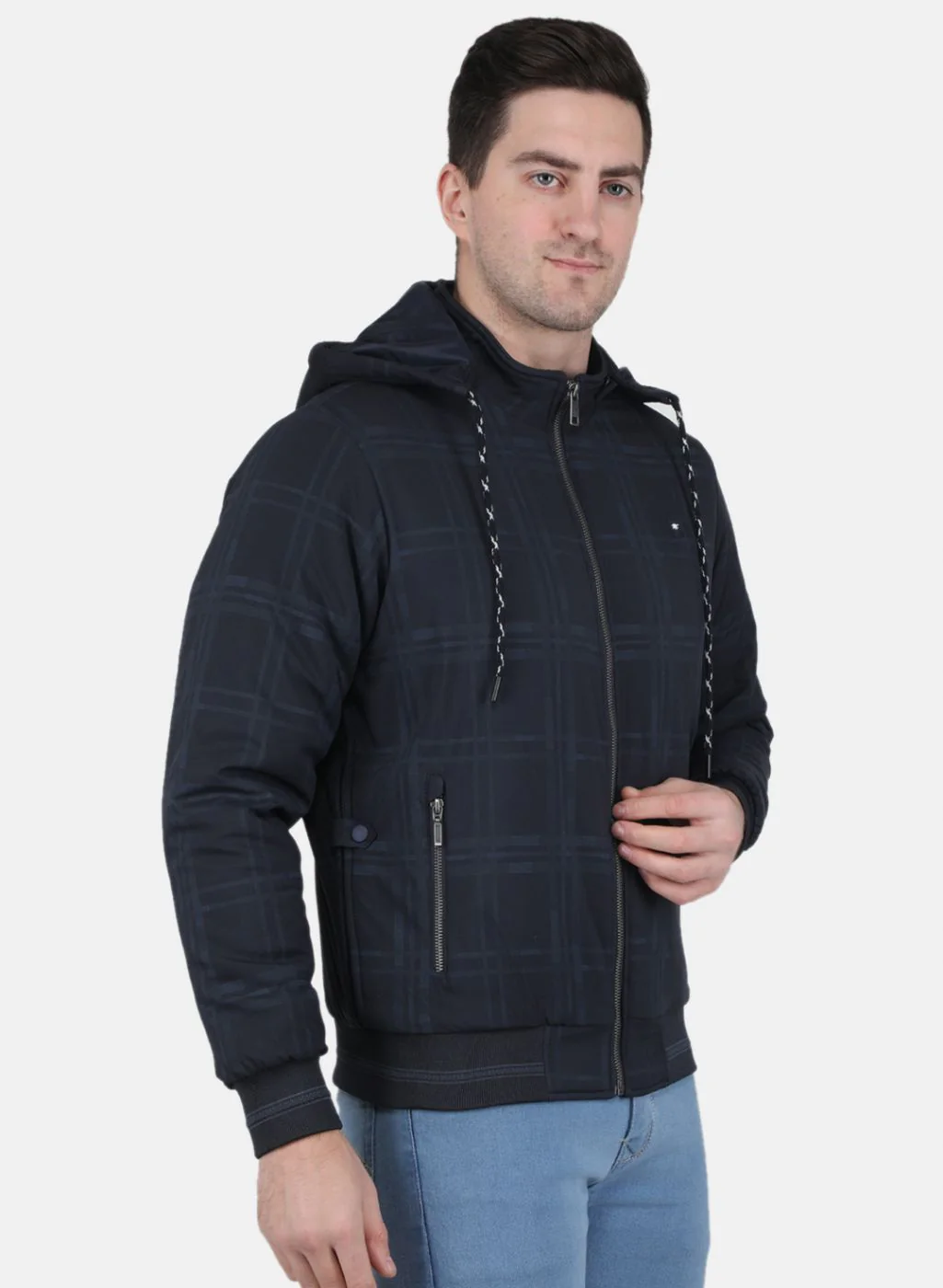 Men NAvy Blue Check Jacket - Image 6