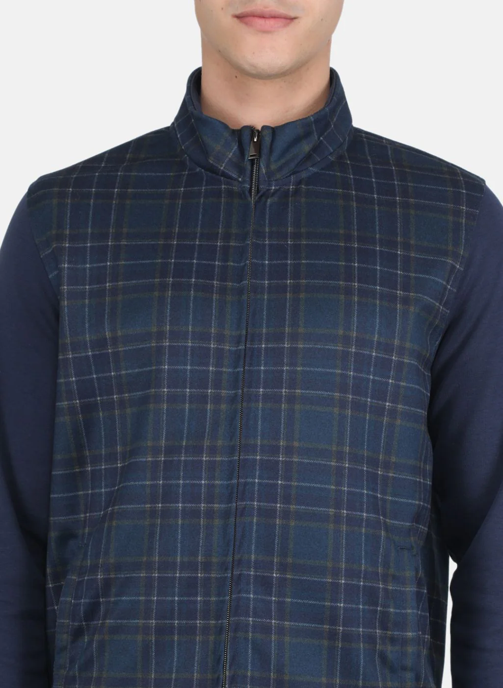 Men NAvy Blue Check Tracksuit - Image 5
