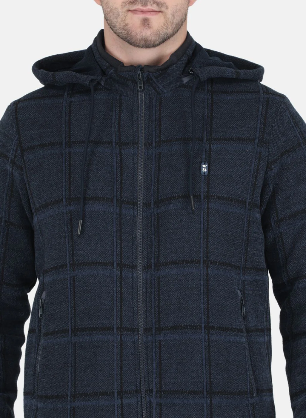 Men NAvy Blue Jaquard Jacket - Image 5
