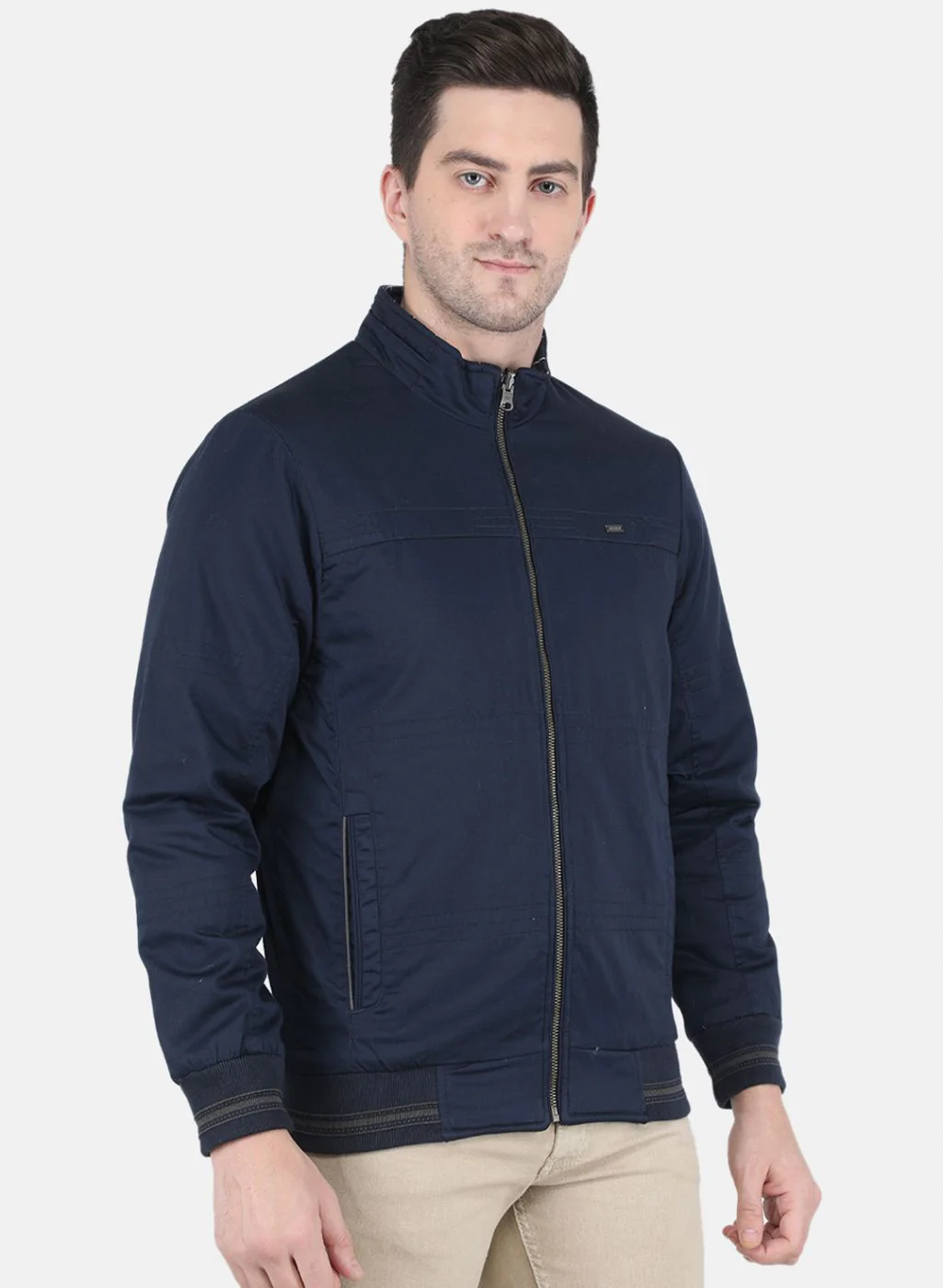 Men NAvy Blue Printed Jacket - Image 6