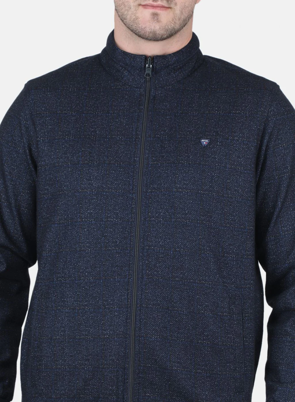 Men NAvy Blue Printed Jacket - Image 5