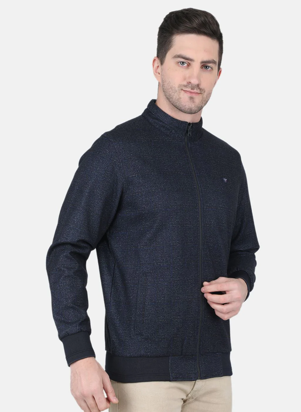 Men NAvy Blue Printed Jacket - Image 6