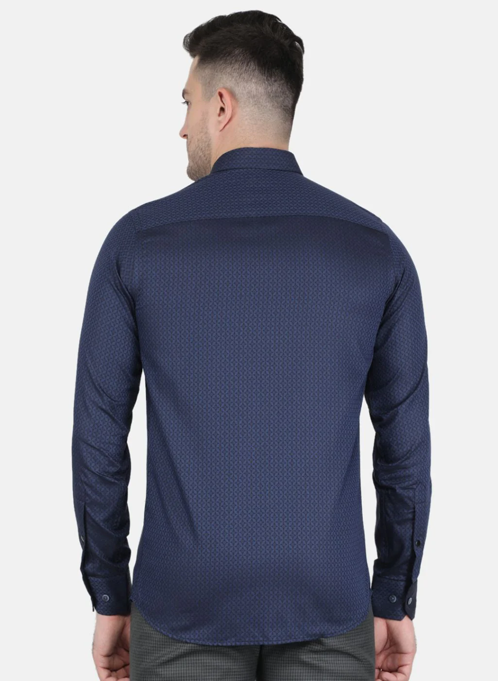 Men NAvy Blue Printed Shirt - Image 3